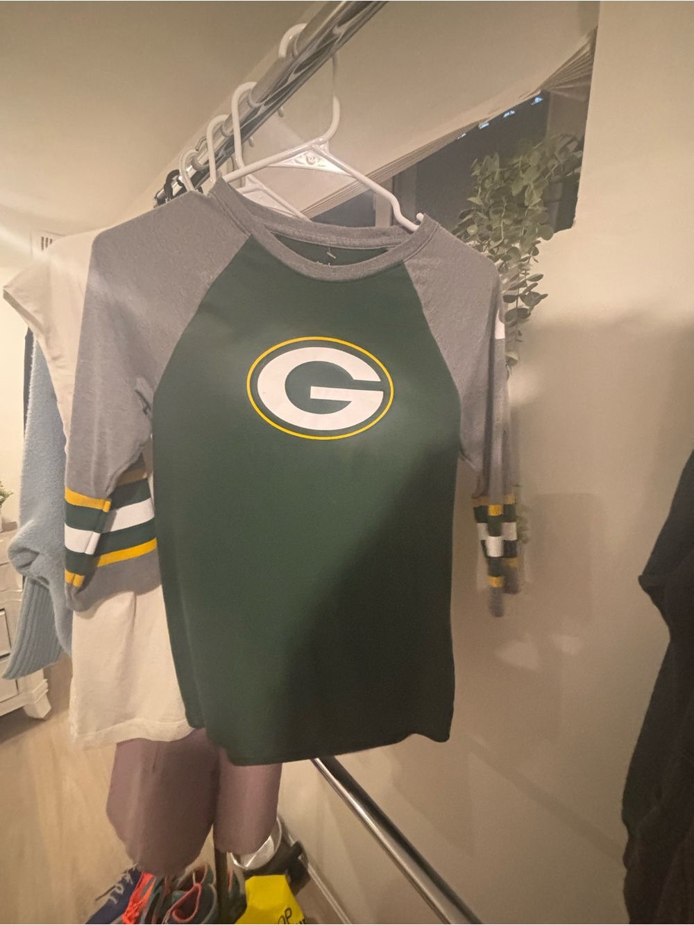Women's Green Raglan Football Tee